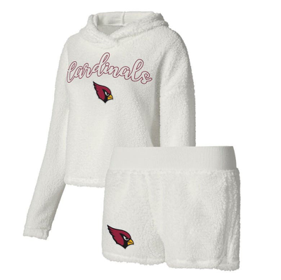 Shop Concepts Sport White Arizona Cardinals Fluffy Pullover Sweatshirt & Shorts Sleep Set