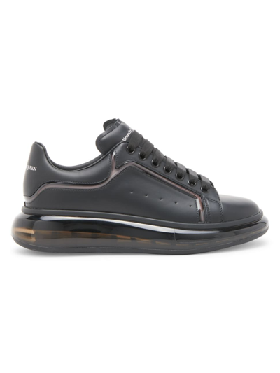 Shop Alexander Mcqueen Men's Oversized Transparent-sole Low-top Sneakers In Black Fume