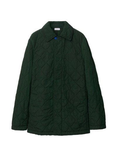Shop Burberry Women's Quilted Car Coat In Ivy