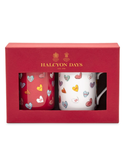 Shop Halcyon Days Love You 2-piece Mugs Set In White
