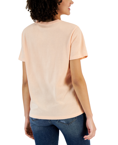 Shop Grayson Threads, The Label Juniors' Snoopy Flower House Graphic-print T-shirt In Peach