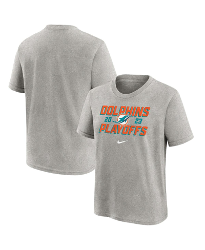 Shop Nike Big Boys  Gray Miami Dolphins 2023 Nfl Playoffs Iconic T-shirt
