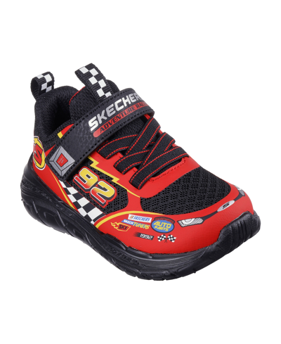 Shop Skechers Toddler Boys Skech Tracks Fastening Strap Casual Sneakers From Finish Line In Black,red
