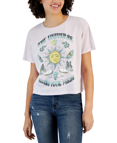 Shop Grayson Threads, The Label Juniors' Celestial Print Graphic T-shirt In Lavender
