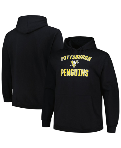 Profile Men's  Black Pittsburgh Penguins Big And Tall Arch Over Logo Pullover Hoodie In Black