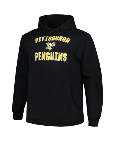 Shop Profile Men's  Black Pittsburgh Penguins Big And Tall Arch Over Logo Pullover Hoodie