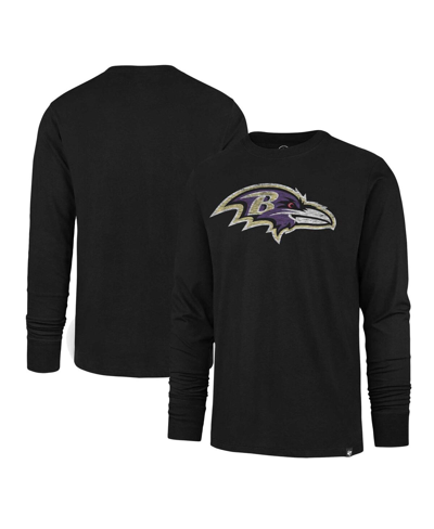 47 Brand Men's ' Black Distressed Baltimore Ravens Premier Franklin Long Sleeve T-shirt In Black
