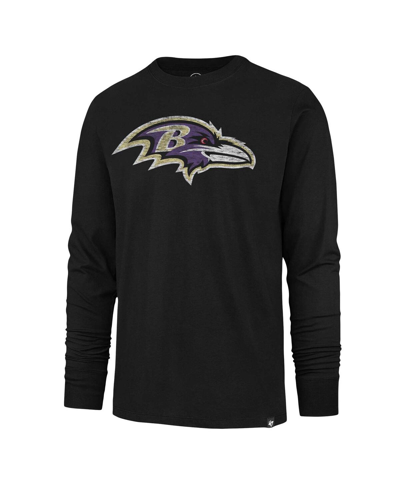 47 Brand Men's ' Black Distressed Baltimore Ravens Premier Franklin Long Sleeve T-shirt In Black