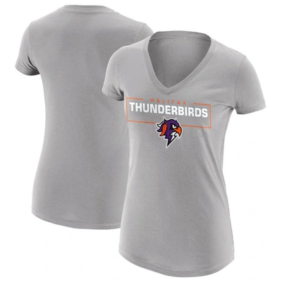 Shop Adpro Sports Heather Gray Halifax Thunderbirds Primary Logo V-neck T-shirt