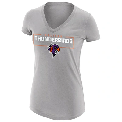 Shop Adpro Sports Heather Gray Halifax Thunderbirds Primary Logo V-neck T-shirt