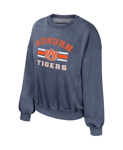 Colosseum Navy Auburn Tigers Audrey Washed Pullover Sweatshirt In Navy