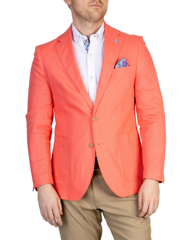 Shop Tailorbyrd Solid Linen Sport Coat In Coral