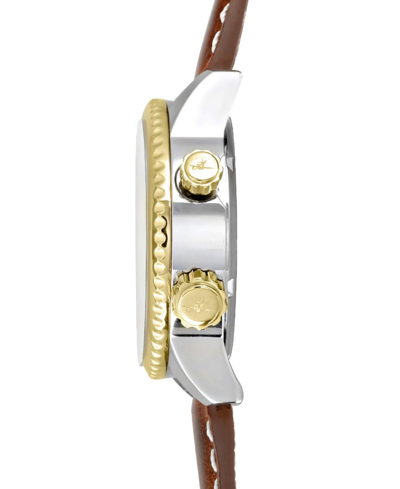 Abingdon Co. Women's Swiss Wasp Tribute Tri-time Chestnut Leather Strap Watch 33mm In White