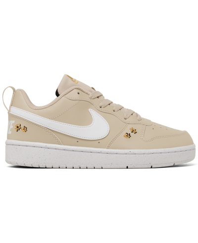 Shop Nike Big Girls Court Borough Low Recraft Se Casual Sneakers From Finish Line In Sanddrift,white,twine,black