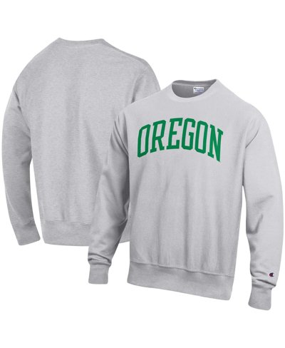 Champion Men's  Heathered Gray Oregon Ducks Team Arch Reverse Weave Pullover Hoodie In Heathered Gray