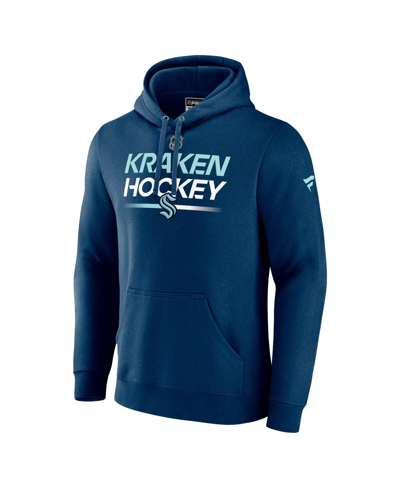 Shop Fanatics Men's  Navy Seattle Kraken Authentic Pro Pullover Hoodie