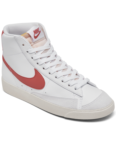 Shop Nike Women's Blazer Mid 77 Casual Sneakers From Finish Line In White,adobe