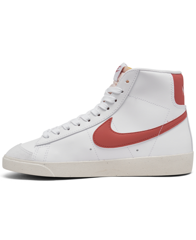 Shop Nike Women's Blazer Mid 77 Casual Sneakers From Finish Line In White,adobe