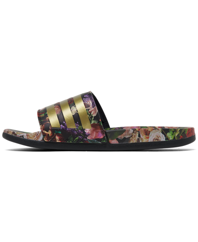 Shop Adidas Originals Men's And Women's Adilette Comfort Slide Sandals From Finish Line In Core Black,gold