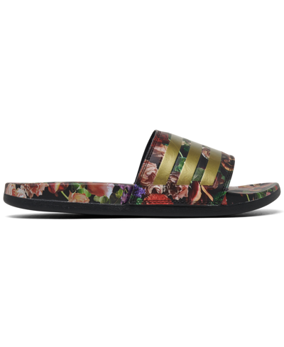Adidas Originals Men's And Women's Adilette Comfort Slide Sandals From Finish Line In Core Black,gold