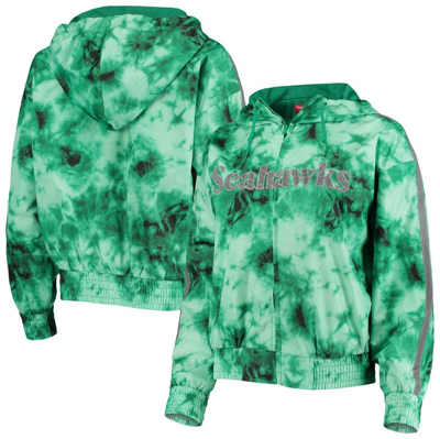 Shop Mitchell & Ness Neon Green Seattle Seahawks Galaxy Full-zip Windbreaker Hoodie Jacket