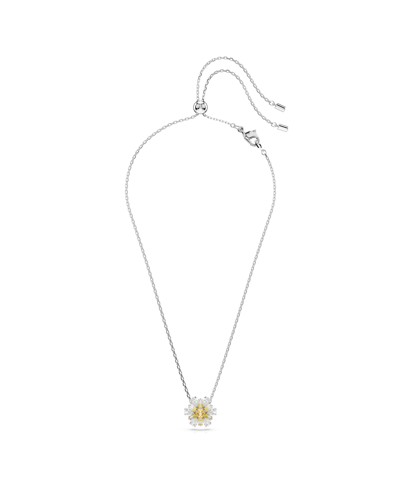Shop Swarovski Flower, Yellow, Rhodium Plated Idyllia Pendant Necklace
