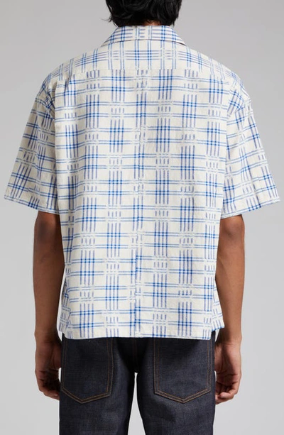 Shop Visvim Crosby Kasuri Plaid Cotton & Linen Camp Shirt In Ivory