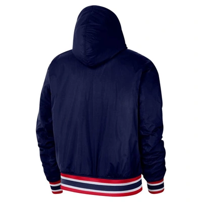 Shop Nike Navy Brooklyn Nets 2021/22 City Edition Courtside Hooded Full-zip Bomber Jacket