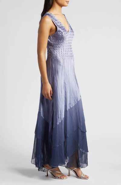 Shop Komarov Tiered Maxi Dress In Lav. Blue Ombre