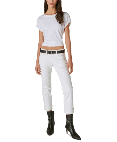 Shop Lucky Brand Mid-rise Sweet Crop Cuffed Jeans In Bright White