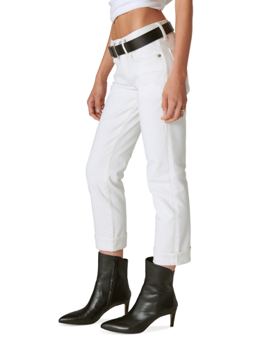 Shop Lucky Brand Mid-rise Sweet Crop Cuffed Jeans In Bright White