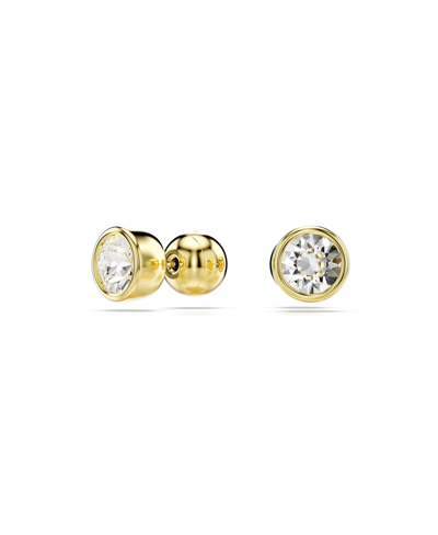 Shop Swarovski Round Cut, White, Gold-tone Imber Stud Earrings