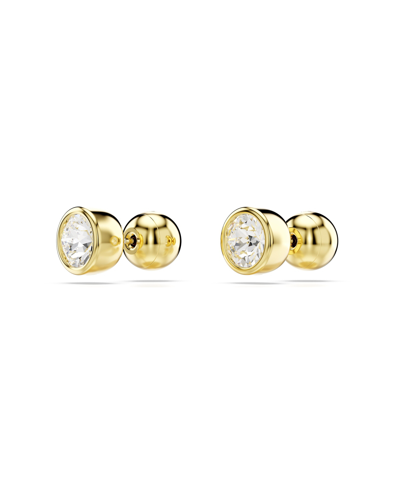 Shop Swarovski Round Cut, White, Gold-tone Imber Stud Earrings