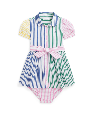 Shop Polo Ralph Lauren Baby Girls Striped Cotton Fun Shirtdress In Multi