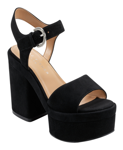 Shop Marc Fisher Ltd Women's Normi Block Heel Dress Sandals In Black Suede