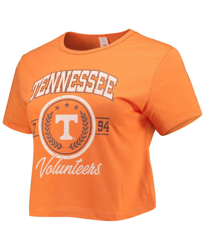 Shop Zoozatz Women's  Tennessee Orange Distressed Tennessee Volunteers Core Laurels Cropped T-shirt