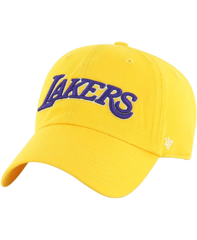 Shop 47 Brand Men's ' Gold Los Angeles Lakers Core Wordmark Clean Up Adjustable Hat