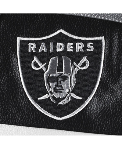 The Wild Collective Black Las Vegas Raiders Faux Leather Full-zip Racing Jacket In Black