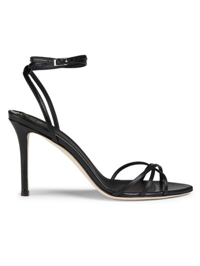 Shop Giuseppe Zanotti Women's 90mm Metallic Leather Sandals In Nero