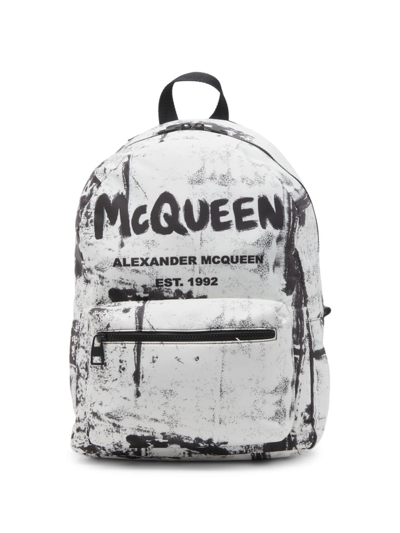 Shop Alexander Mcqueen Men's Metropolitan Logo Backpack In Black White