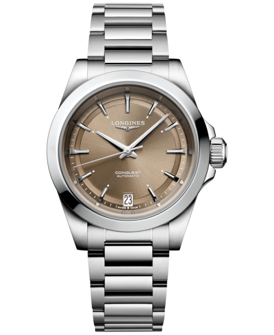 Shop Longines Women's Swiss Automatic Conquest Stainless Steel Bracelet Watch 34mm