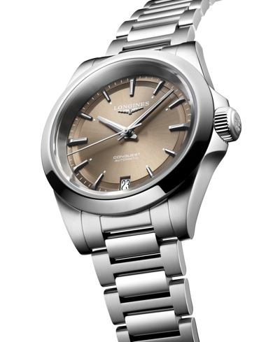 Shop Longines Women's Swiss Automatic Conquest Stainless Steel Bracelet Watch 34mm
