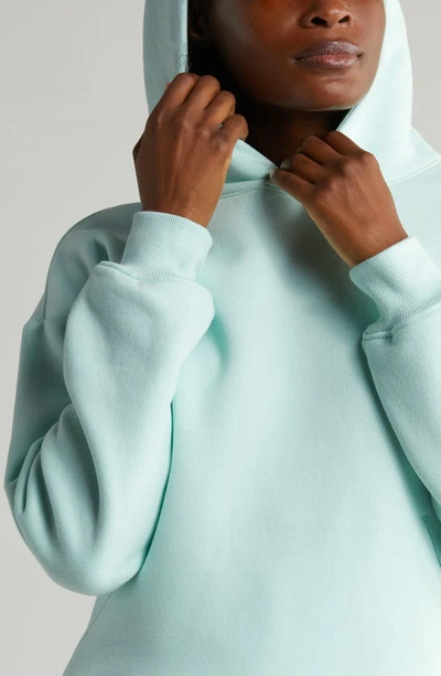 Shop Zella Cara Ultracozy Cotton Blend Fleece Hoodie In Green Glimmer