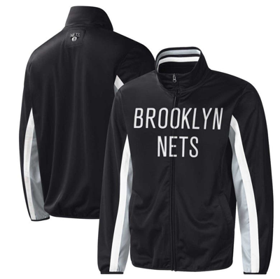 Shop G-iii Sports By Carl Banks Black Brooklyn Nets Contender Wordmark Full-zip Track Jacket