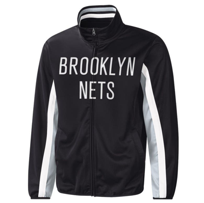 Shop G-iii Sports By Carl Banks Black Brooklyn Nets Contender Wordmark Full-zip Track Jacket