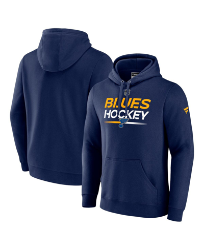 Shop Fanatics Men's  Navy St. Louis Blues Authentic Pro Pullover Hoodie