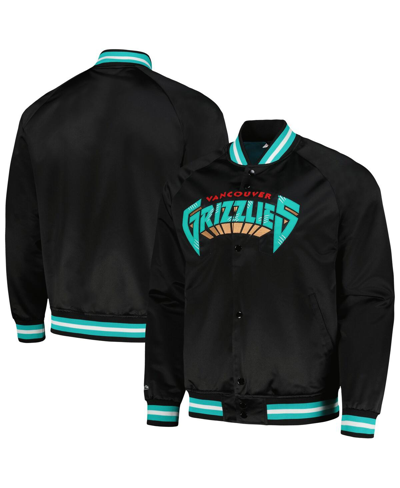 Mitchell & Ness Black Vancouver Grizzlies Hardwood Classics  Throwback Wordmark Raglan Full-snap Jac In Black