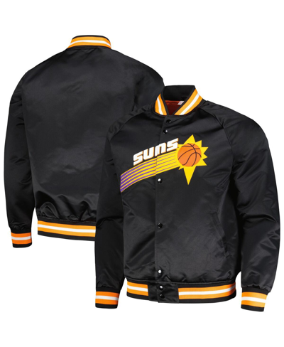 Mitchell & Ness Men's  Black Phoenix Suns Hardwood Classics Throwback Wordmark Raglan Full-snap Jacke In Black