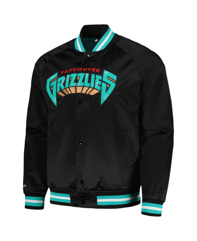 Mitchell & Ness Black Vancouver Grizzlies Hardwood Classics  Throwback Wordmark Raglan Full-snap Jac In Black