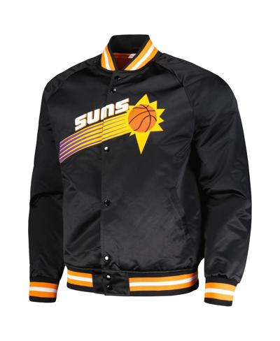Mitchell & Ness Men's  Black Phoenix Suns Hardwood Classics Throwback Wordmark Raglan Full-snap Jacke In Black